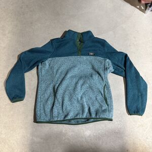 L.L. Bean Fleece Sweater Womens Size XL REG Pullover T Snap Blue Green Jacket